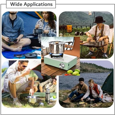 Portable Camping Stove, High Output Single Burner Butane Stove, Windproof Camp Stove for Outdoor Cooking, Camping Grill with Propane Burner, Backpacking and Camping Essentials" Green