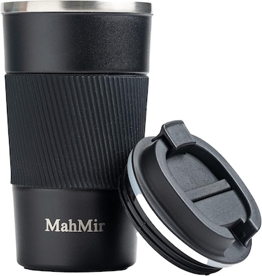 MahMir Tumbler Stainless Steel Vacuum Insulated Travel Mug Water Coffee Cup for Home Office Outdoor Works Great for Ice Drinks and Hot Beverage (510ml ,Black)