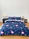 Home Queen size, 6-piece beautiful pink flamingo design in a lovely shade of blue.