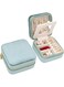 Tazweeq Jewelry Box, Organizer, Travel Jewelry Case, Small Jewelry Box for Women, Jewelry Travel Organizer, Earring Organizer with Mirror, Cyan Blue