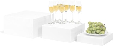 Red Co. Set of 3 Acrylic Cube Display Nesting Risers with Hollow Bottoms, White