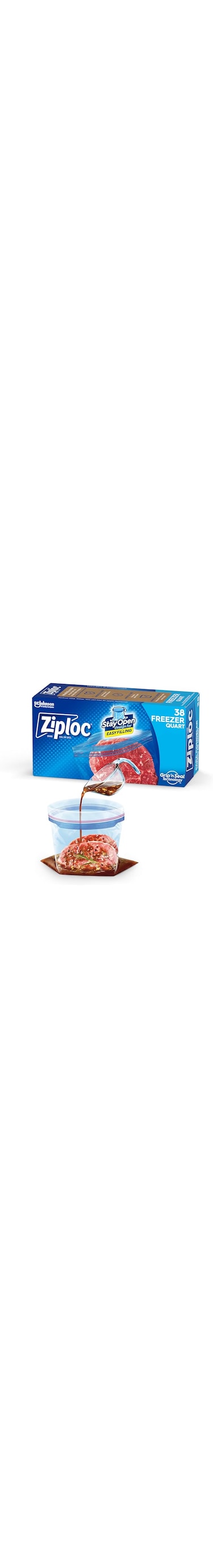 Ziploc Seal Top Food Freezer Quart 38 Bags, Unbeatable Freezer Protection, Microwave Safe, Grip'n Seal Technology