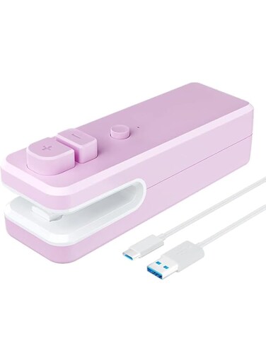 Mini Bag Sealer,Rechargeable Handheld Plastic Bag Resealer, 3 in 1 Heat Sealer and Cutter,Comes with USB C Cable Power Cable for Chip Bags, Plastic Bags, Snack Bags(No battery required)