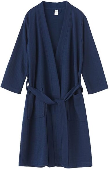 Women's Wool Bathrobe, Women's Short Comfortable Plush Robe with Soft Shawl Collar Warm Spa Bathrobe (Navy Blue)