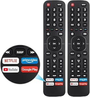 New Universal Remote for All TV Remote, 2 PACK Replacement Control EN2A27 for Smart-TV-Remote, with Netflix, Prime Video, YouTube, Google Play Buttons (PACK OF 2)