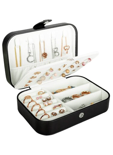 Jewelry Storage Box, PU Leather Small Jewelry Organizer for Women Girls, Portable Mini Travel Case Display Storage Holder Boxes for Stud Earrings, Rings, Necklaces, Bracelets.