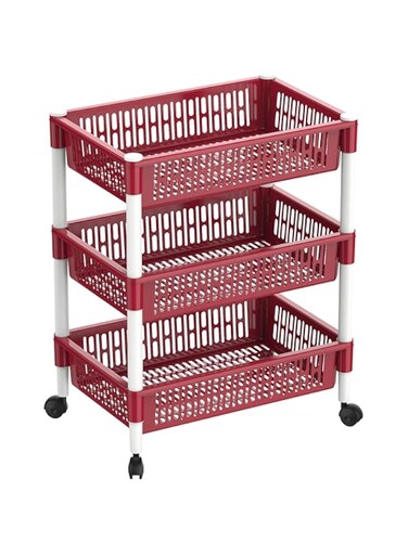 Cosmoplast 3 Tiers Vegetable Storage Rack, Dark Red