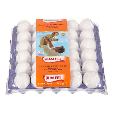 Khaleej, Eggs, White extra large, Pack of 30 Eggs