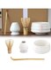 Piece Matcha Tea Set Whisk Kit Ceramic Bowl Whisk, White Holder Traditional Scoop Perfect to a of Tool (Pink and White)