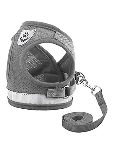 SKEIDO Cat Dog Adjustable Harness Vest Walking Lead Leash For Puppy Dogs Collar Polyester Mesh Harness- L size