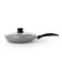 Non Stick Fry Pan with Glass Lid 28cm, Grey Aluminium Cooking Pan, Induction &amp; Gas Compatible, Scratch Resistant Coating, Cool Touch Handle, Healthy Low Oil Kitchen Cookware