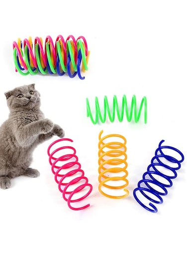 12 Pcs Cat Spiral Spring, Cat Creative Toy to Kill Time and Keep Fit Interactive Cat Toy Sturdy Heavy Plastic Spring Colorful Springs Cat Toy for Swatting, Biting, Hunting Kitten Toys