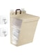 CENXI Laundry basket, foldable hanging clothes basket with lid and handle, large double-sided breathable mesh, laundry basket bag, clothing storage bag, clothing and toy basket (Khaki)