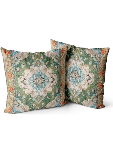 Joyzzz Throw Pillow Covers, 45x45cm Set of 2PCS Boho Retro Style Pillow Cover, 18x18Inch Couch Pillow Covers with Double Sided Pattern Cotton, Outdoor Pillow Covers for Sofa Bed Decorative (Retro)