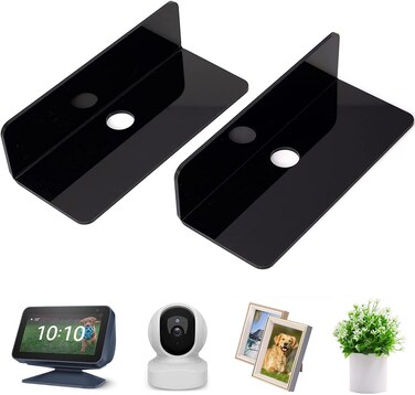 ionlyou Floating Shelves Wall Adhesive Shelves Black Acrylic Shelf Set of 2
