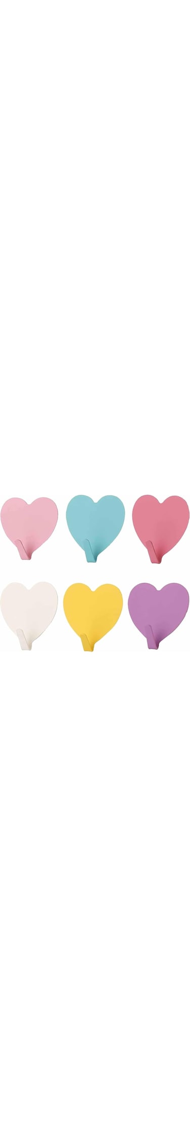 Tazweeq 6 Pack Heart Shaped Decorative Wall Hooks, Stainless Steel Strong Bonded Wall Hooks for Home Kitchen, Bathroom and Office (Mixed Colours)