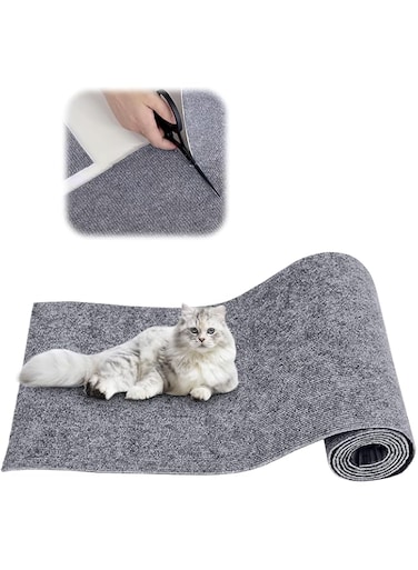 Cxqbsmy Cat Scratching Mat, 40CM*200CM Large Size DIY Climbing Cat Scratcher, Cat Floor Scratching Pad Rug with Sticky Tapes, Trimmable Self-Adhesive Cat Scratch Furniture Protector for Sofa, Wall