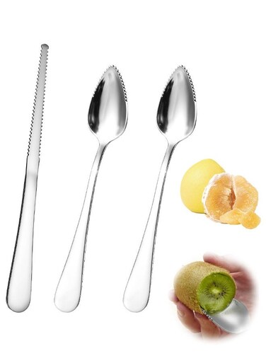 Grapefruit Spoon, Serrated Edge Grapefruit Knife, Stainless Steel Grapefruit Utensil Tool Dessert Spoons for Citrus Lemon Kiwi Salads Melon Lime Pitaya Apple Fruit Puree