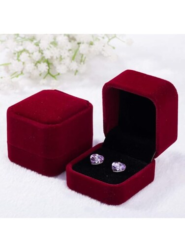 2 Pack Velvet Ring Boxes, Earring Pendant Jewelry Case, Ring Earrings Gift Boxes, Jewellry Display (Grey, One size)