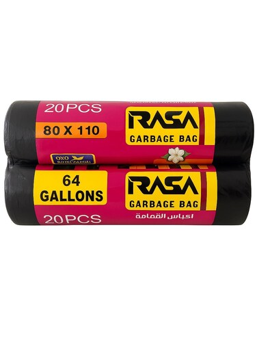 Large Garbage Bags &acirc;&euro;&ldquo; 64 Gallons, 80x110cm, 20 Pcs Per roll x 2 Rolls (Black)   Tear-Resistant, Eco-Friendly, Jasmine Scented
