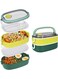 Lunch Box, 2 Compartment Food Container, Multifunctional Lunchbox for School &amp; Office, Lunch Box For Kids &amp; Adults, Multifunctional Food Containers, Dishwasher and Microwave Safe (Green/Multi)