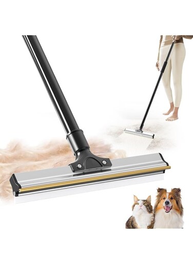 Carpet Rake for Pet Hair Removal - Advanced Reusable 50-Inch Adjustable Handle Carpet Rake Scraper, Effective Pet Hair Remover Brush for Furniture, Couch, Carpets, Rugs, and Mats, Lint Remover Tool