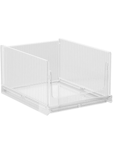 TOMVAES Large Plastic Organizers, Stackable Plastic Storage Basket, Storage Organizer Divider Trays, Clear Plastic Drawer Organizers Set for Gadgets, Bathroom, Kitchen and Office (Clear)