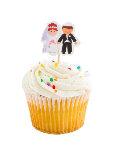 Restaurantware-3.2 x 1.5 Inch Wedding Cupcake Toppers, 100 Jewish Couple Bridal Shower Cupcake Toppers - For Engagement And Bachelorette Parties, Dessert Decorations, Paper Cupcake Toppers