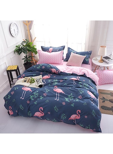 3-Piece King Size Printed Bedding Set Cotton Multicolour