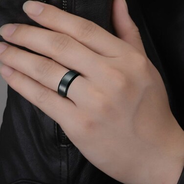 Men Ring, Ring Size:7(Black)