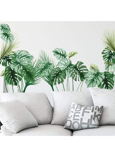 Eutecado Tropical Wall Decals Palm Leaf Wall Stickers for Living Room, Green Plants Wall Decor Posters Vinyl Peel and Stick Art Murals for Bedroom Nursery Office