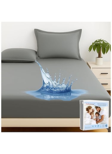 Tencel Waterproof Mattress Protector 180x200cm King Size with 2 Pillowcases Tencel+TPU High Absorption Pad Cover for Bed 100% Waterproof Tencel Jersey Mattress Protector Grey