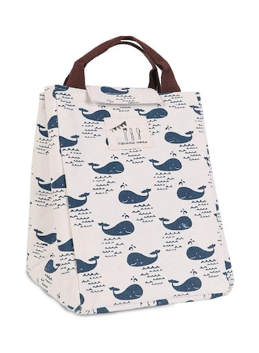 Printed Insulated Canvas Lunch Bag Multicolour 23x20x16cm