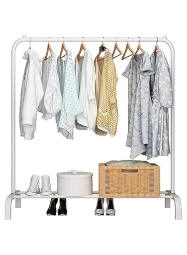 NKX 2-Tier Stainless Steel Shoes Rack and Coat Hanging Stand for Home