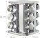 Spice Carousel with 12 Spice Jars, 360° Rotatable, Stainless Steel, Glass, Spice Rack H x D 22 x 19 cm, Square, Silver