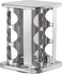 Spice Carousel with 12 Spice Jars, 360° Rotatable, Stainless Steel, Glass, Spice Rack H x D 22 x 19 cm, Square, Silver
