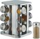 Spice Carousel with 12 Spice Jars, 360° Rotatable, Stainless Steel, Glass, Spice Rack H x D 22 x 19 cm, Square, Silver