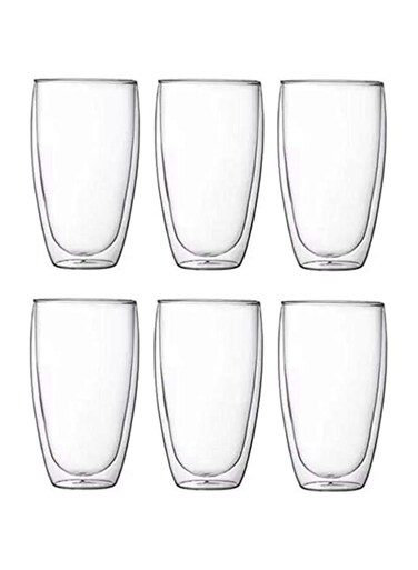 6PCS Double Wall Glasses, X Large, 450ml