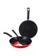 Delcasa Fry Pan Tawa And Truner, Non-Stick Coating, DC1959 - Set Of 3 Cookware, 3 Layer Construction, Bakelite Handle, Suitable For Gas, Hot Plate, Ceramic, Halogen, Dishwasher Safe