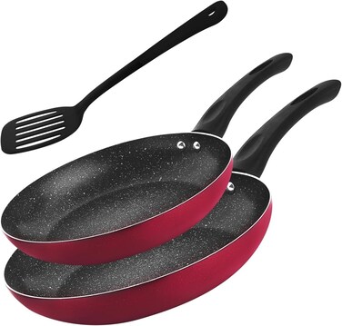 NON STICK FRYPAN COOKWARE SET 22CM &amp; 26CM WITH TURNER