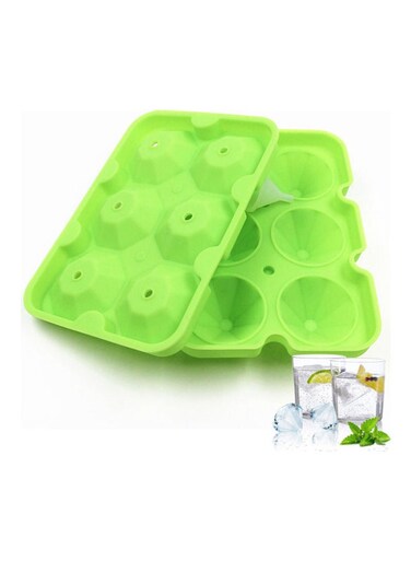 Grids Silicone Diamond Shaped Ice Cube Trays With Spill-Resistant Removable Lid And Small Funnel Green 18*4*12.3cm