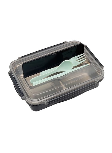 3-Grid Microwave Leakproof Lunch Box Black 26 x 6 x 20centimeter