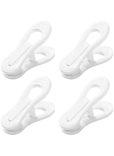 Lonimia 20 Pcs White Hanger Clips,Multi-Purpose Plastic Hangers Clips, Clothes Pins Finger Clip for Skirt Pants Hangers