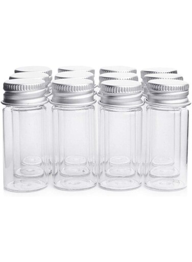 12-Pack Mini Glass Bottles with Lids   10ml Small Glass Vials &amp; Jars for DIY Crafts, Wedding &amp; Celebration Favors, Home Decoration