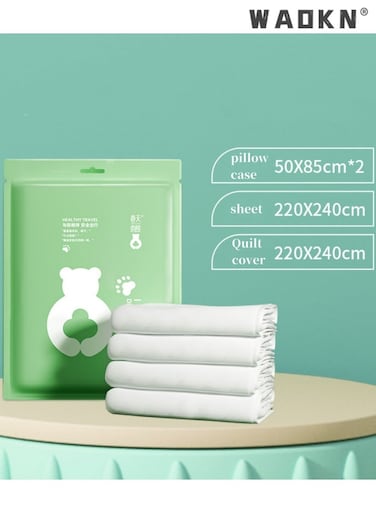Disposable Bed Sheets for Travel Small Cotton Disposable Bedsheet Set with Four Pieces Duvet Cover Pillowcase Offering a Convenient Bedding Cover for Your Travels, Hotel Supplies