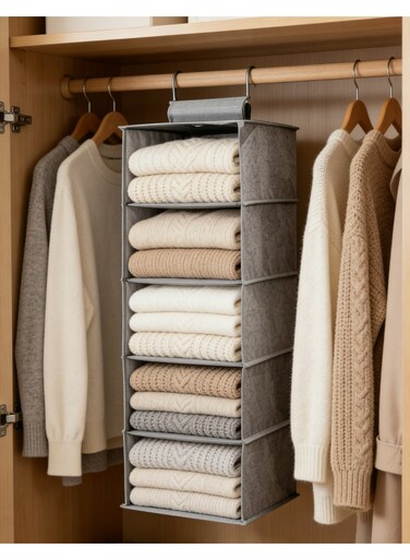 Closet Organizer &acirc;&euro;&ldquo; 5-Shelf Storage Unit, Collapsible &amp; Portable, for Bedroom, Dorm, Pantry, RV, Camper &acirc;&euro;&ldquo; Grey Linen Fabric with Sturdy MDF Board