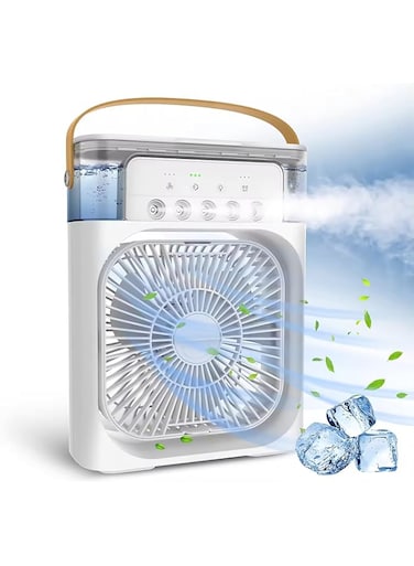 VUITTOX Portable Air Conditioners,Mini Evaporative Cooler,600ml Cooler 3 Speeds,USB Personal Conditioner with 7 LED Light, 1-3H Timer AC Cooling Fan for car Home Office Room, (White)