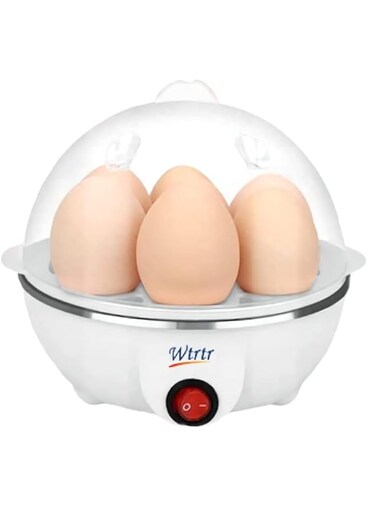 Wtrtr Egg Cooker, 350W Electric Egg Beater, White Egg Steamer, Egg Cooker, 7 Egg Volume Steamed Egg Automatically Closed, Double Steamed Egg. Color：White (single-deck(7 PCS))
