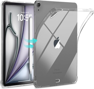 Muzz Clear Protective Case for iPad Air 11 (2024) m2), Slim Bumper Corners, Soft Transparent Back Cover (iPad Air 11 (2024) m2)