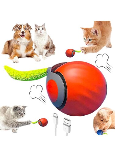 LUXELINE Speedy Tail 2.0,Speedy Tail Cat Toy,2025 New Generation Interactive Cat Toy, Interactives Toys for Indoor Cats, Smart Interactive Cats Toy Ball,Automatic Moving Toy Ball (RED)